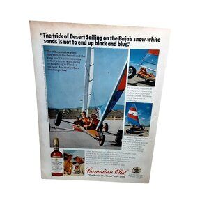 1975 Canadian Club Whisky Desert Sailing Baja Vintage Print Ad 1970s Liquor
